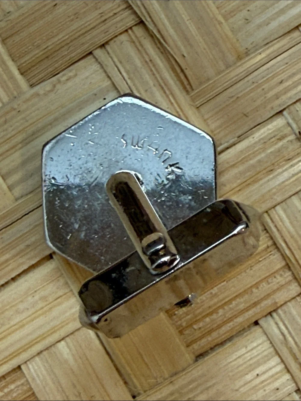 Vintage Swank Silver Hexagon Striped Cufflinks - Men Accessories